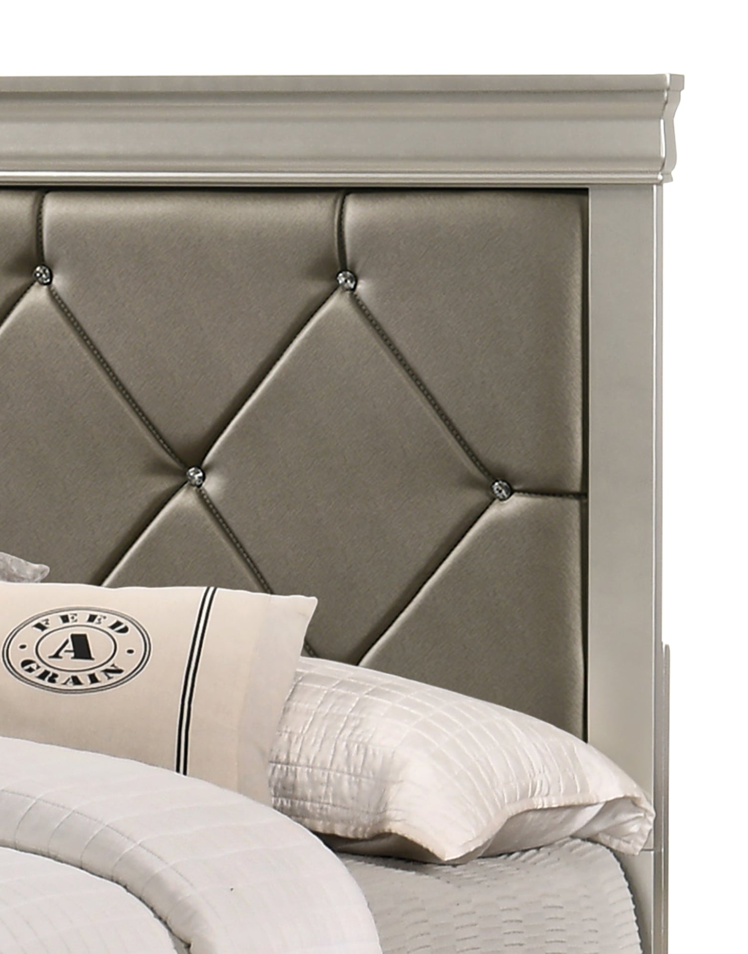 Amalia Silver Twin Panel Bed - SET | B6910-T-HBFB | B6910-FT-RAIL - Bien Home Furniture &amp; Electronics