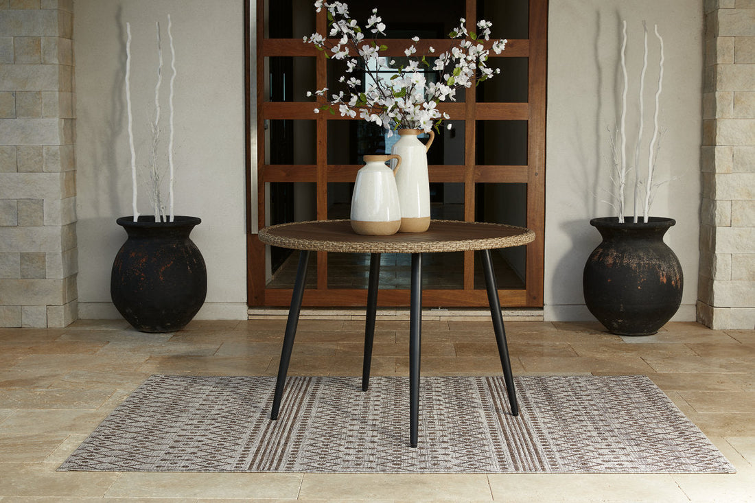 Amaris Brown/Black Outdoor Dining Table - P369-615 - Bien Home Furniture &amp; Electronics