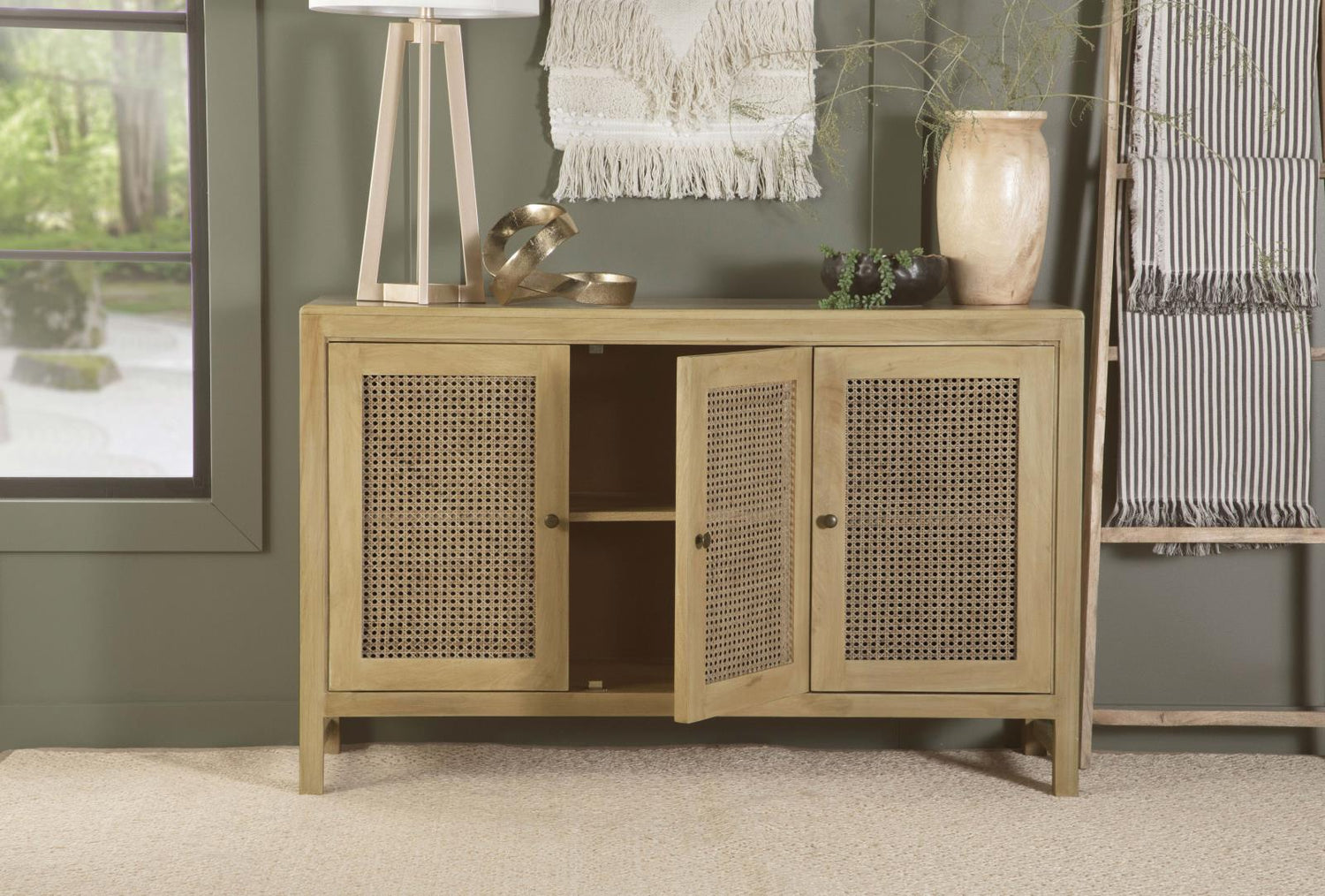 Amaryllis Natural Rectangular 3-Door Accent Cabinet - 953556 - Bien Home Furniture &amp; Electronics