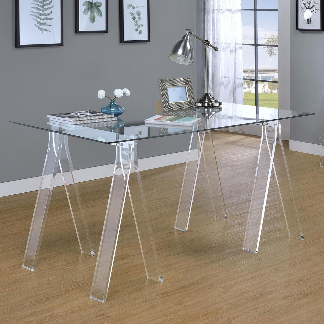 Amaturo Clear Writing Desk with Glass Top - 801535 - Bien Home Furniture & Electronics