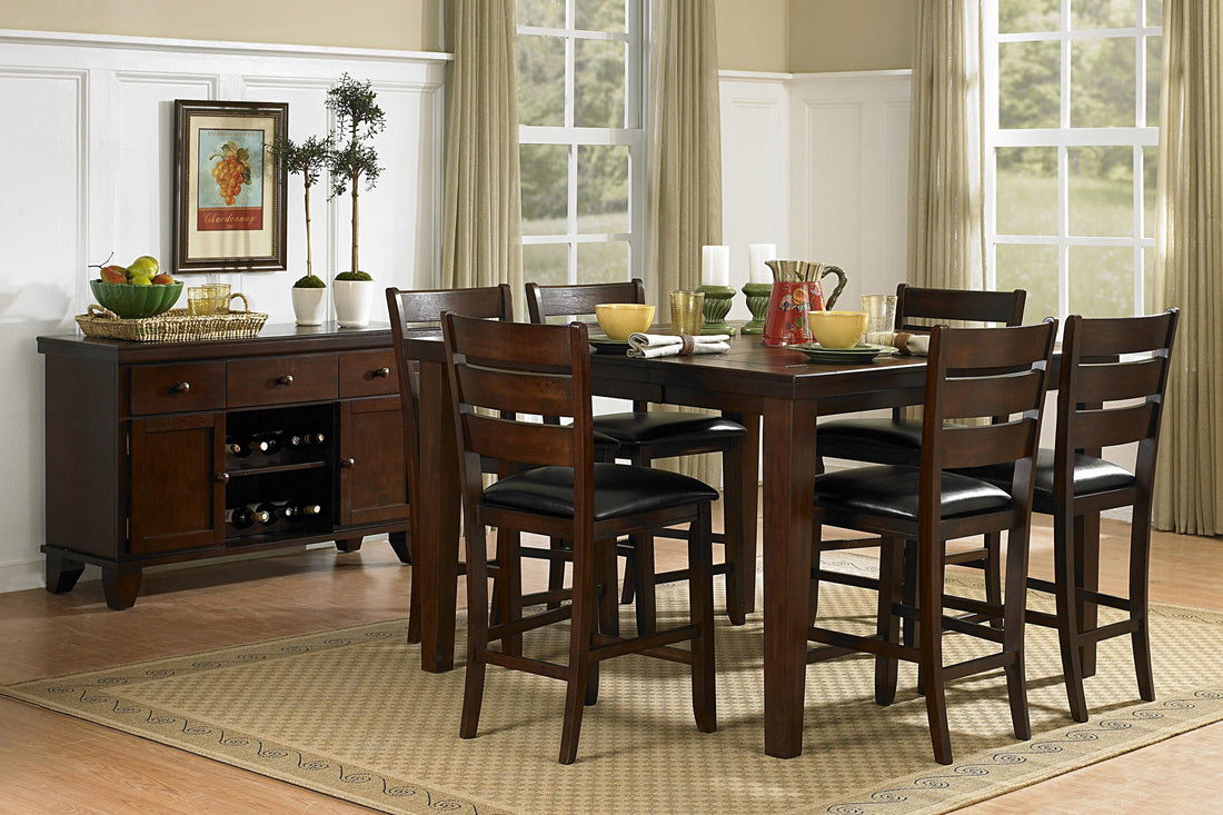 Ameillia Dark Oak Extendable Counter Height Set - SET | 586-36 | 586-24(4) - Bien Home Furniture &amp; Electronics