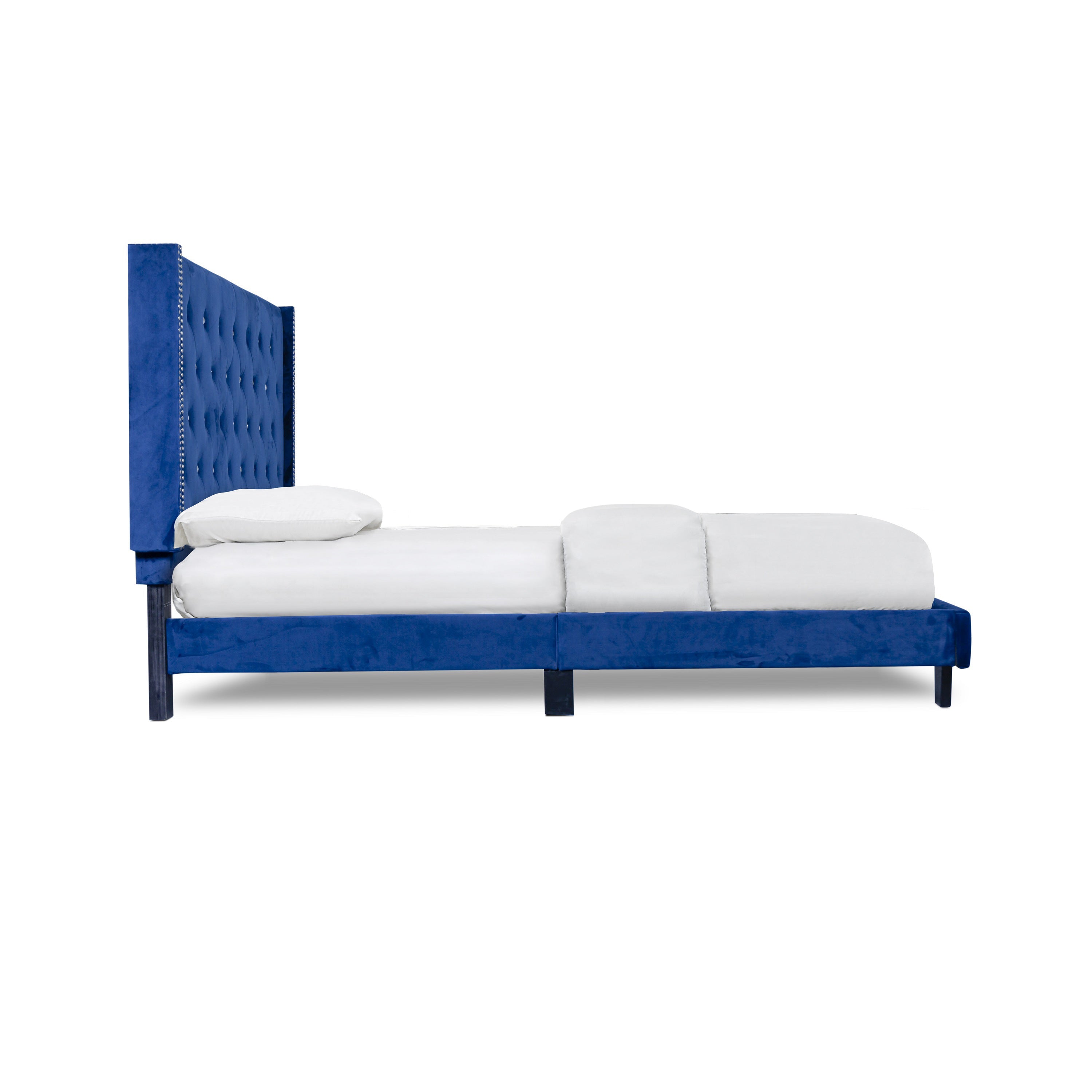 Amelia Blue Velvet Queen Platform Bed - SH283BLU-1 - Bien Home Furniture &amp; Electronics