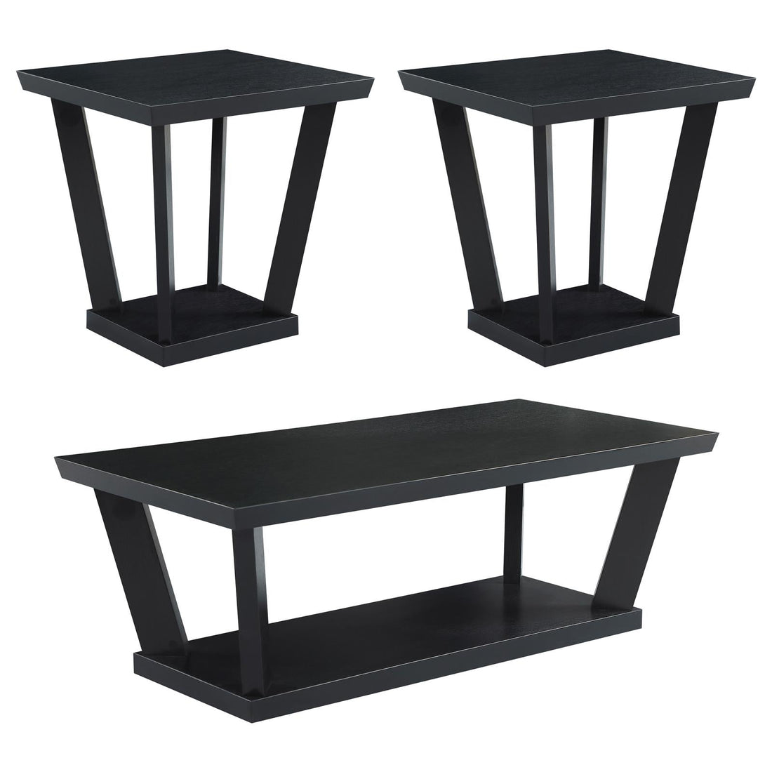 Aminta 3-Piece Occasional Set with Open Shelves Black - 753434 - Bien Home Furniture &amp; Electronics
