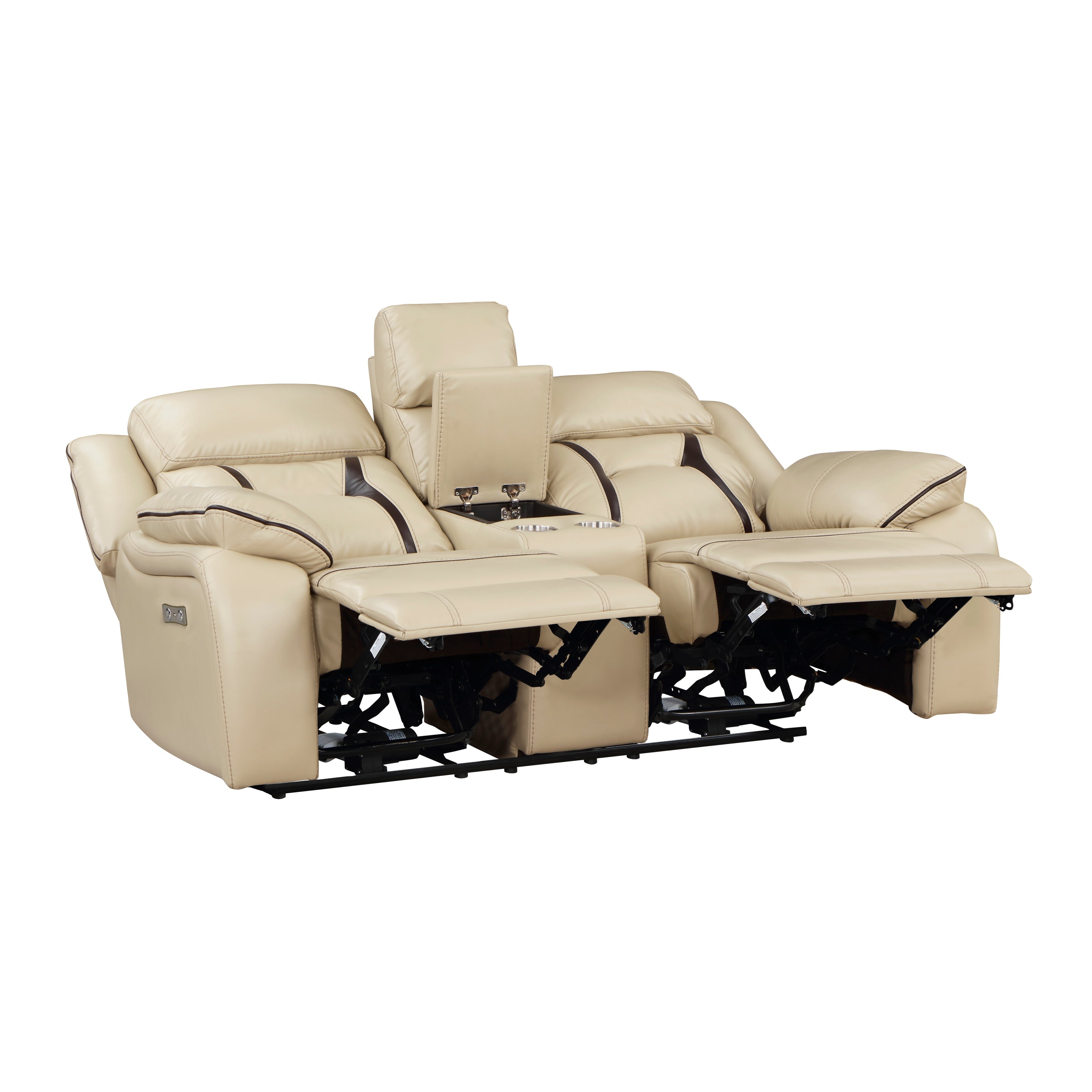 Amite Beige Power Double Reclining Loveseat - 8229NBE-2PW - Bien Home Furniture &amp; Electronics