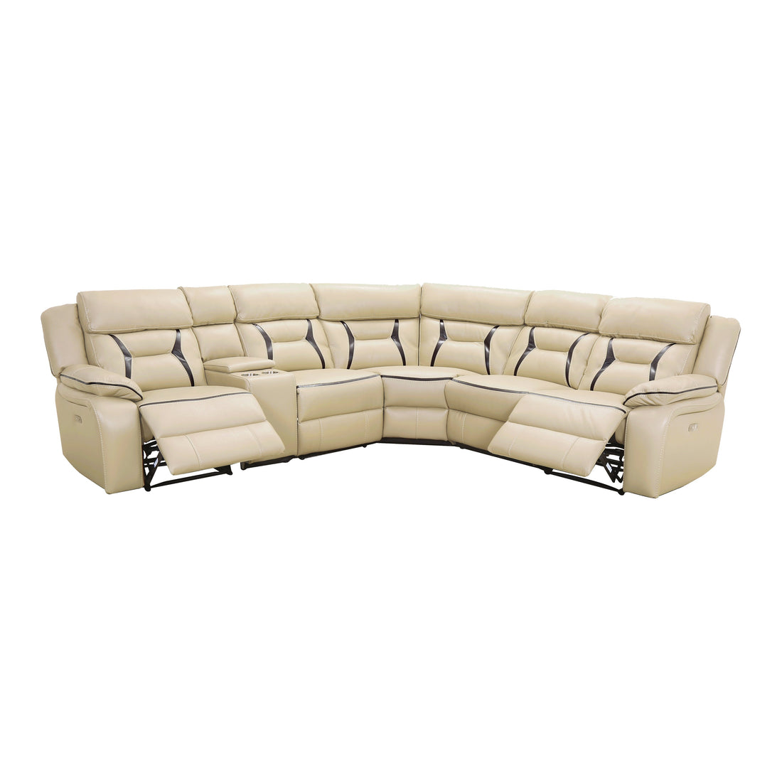 Amite Beige Power Reclining Sectional - SET | 8229-LRPW | 8229-RRPW | 8229-AC | 8229-ARPW | 8229-CN | 8229-CR - Bien Home Furniture & Electronics