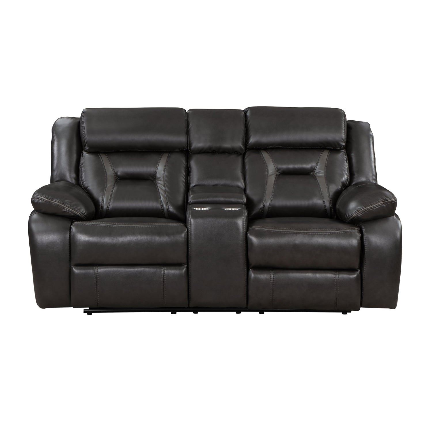 Amite Dark Gray Double Reclining Loveseat with Center Console - 8229NDG-2 - Bien Home Furniture &amp; Electronics
