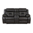 Amite Dark Gray Double Reclining Loveseat with Center Console - 8229NDG-2 - Bien Home Furniture & Electronics