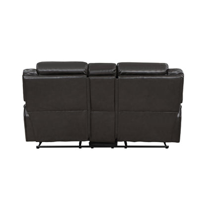 Amite Dark Gray Double Reclining Loveseat with Center Console - 8229NDG-2 - Bien Home Furniture &amp; Electronics