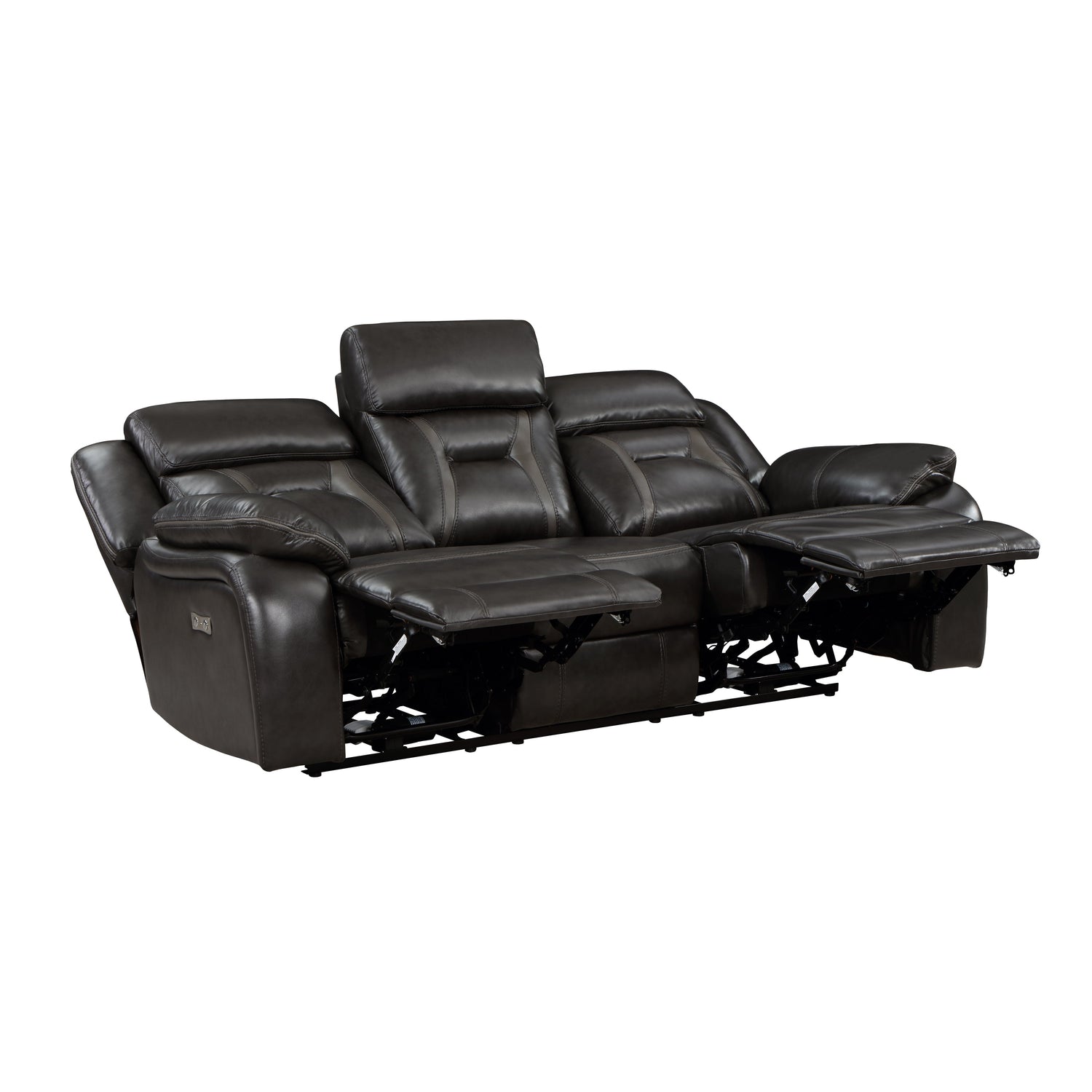 Amite Dark Gray Power Double Reclining Sofa - 8229NDG-3PW - Bien Home Furniture &amp; Electronics