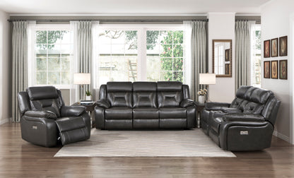 Amite Dark Gray Power Double Reclining Sofa - 8229NDG-3PW - Bien Home Furniture &amp; Electronics
