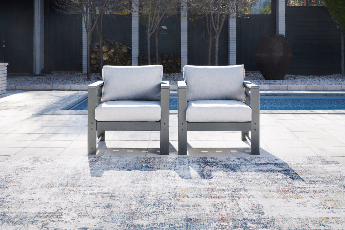 Amora Charcoal Gray Outdoor Lounge Chair with Cushion, Set of 2 - P417-820 - Bien Home Furniture &amp; Electronics