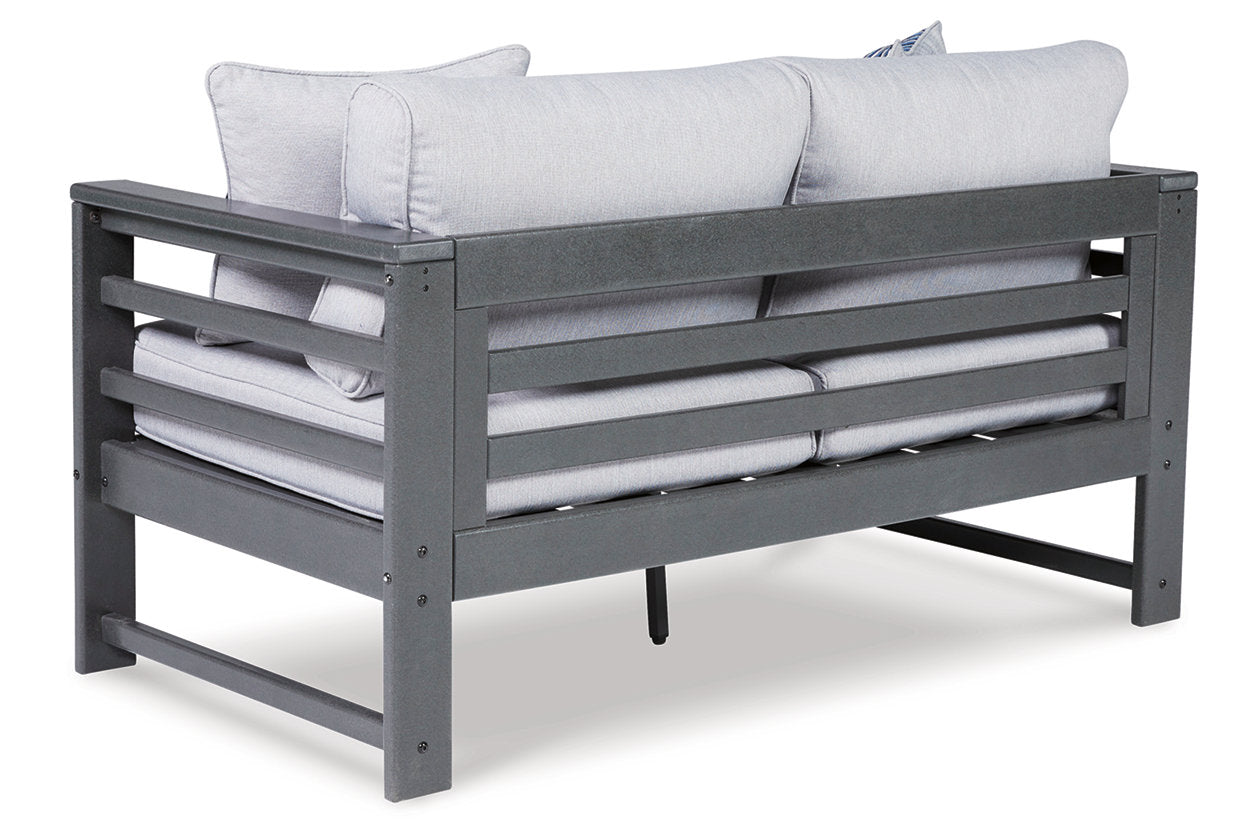 Amora Charcoal Gray Outdoor Loveseat with Cushion - P417-835 - Bien Home Furniture &amp; Electronics