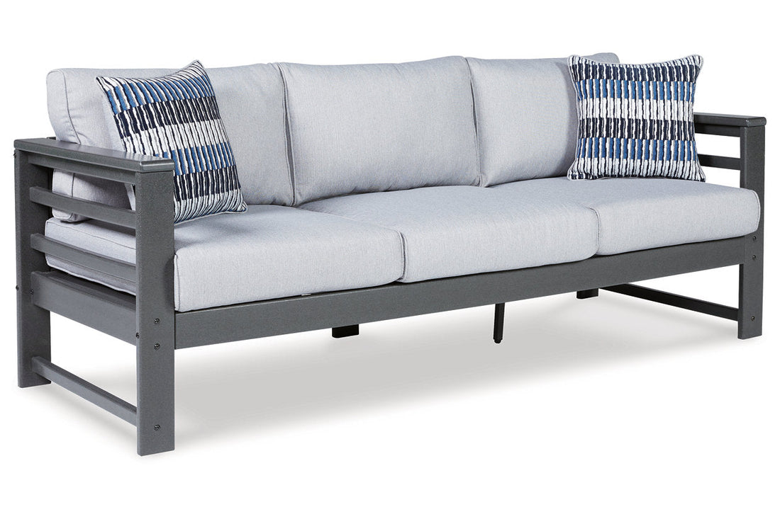 Amora Charcoal Gray Outdoor Sofa with Cushion - P417-838 - Bien Home Furniture &amp; Electronics