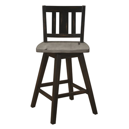 Amsonia Gray/Black Swivel Counter Height Chairs, Set of 2 - 5602-24BKS2 - Bien Home Furniture &amp; Electronics