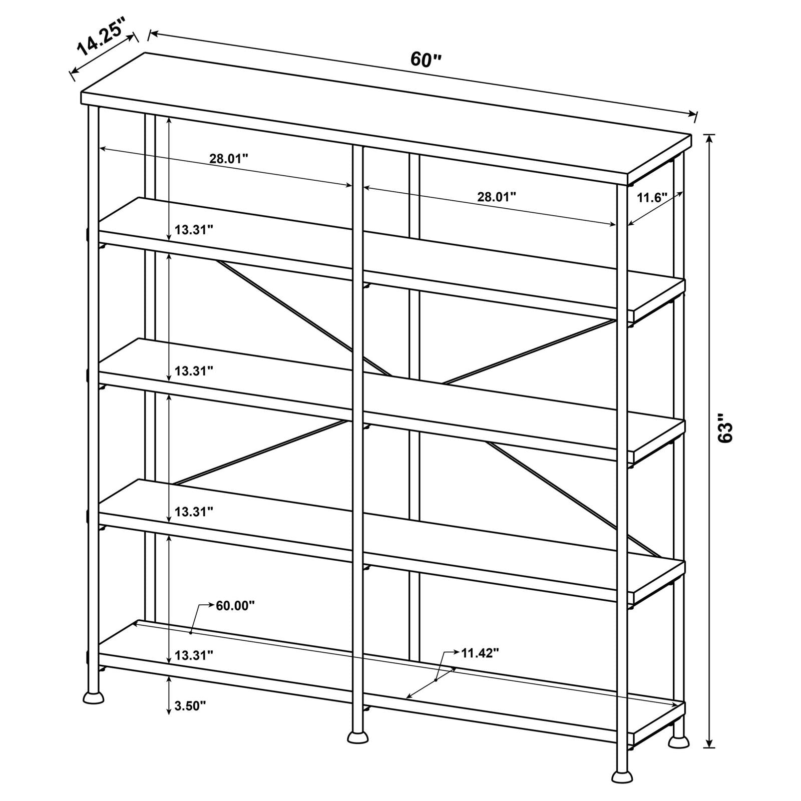 Analiese Antique Nutmeg 4-Shelf Open Bookcase - 801543 - Bien Home Furniture &amp; Electronics