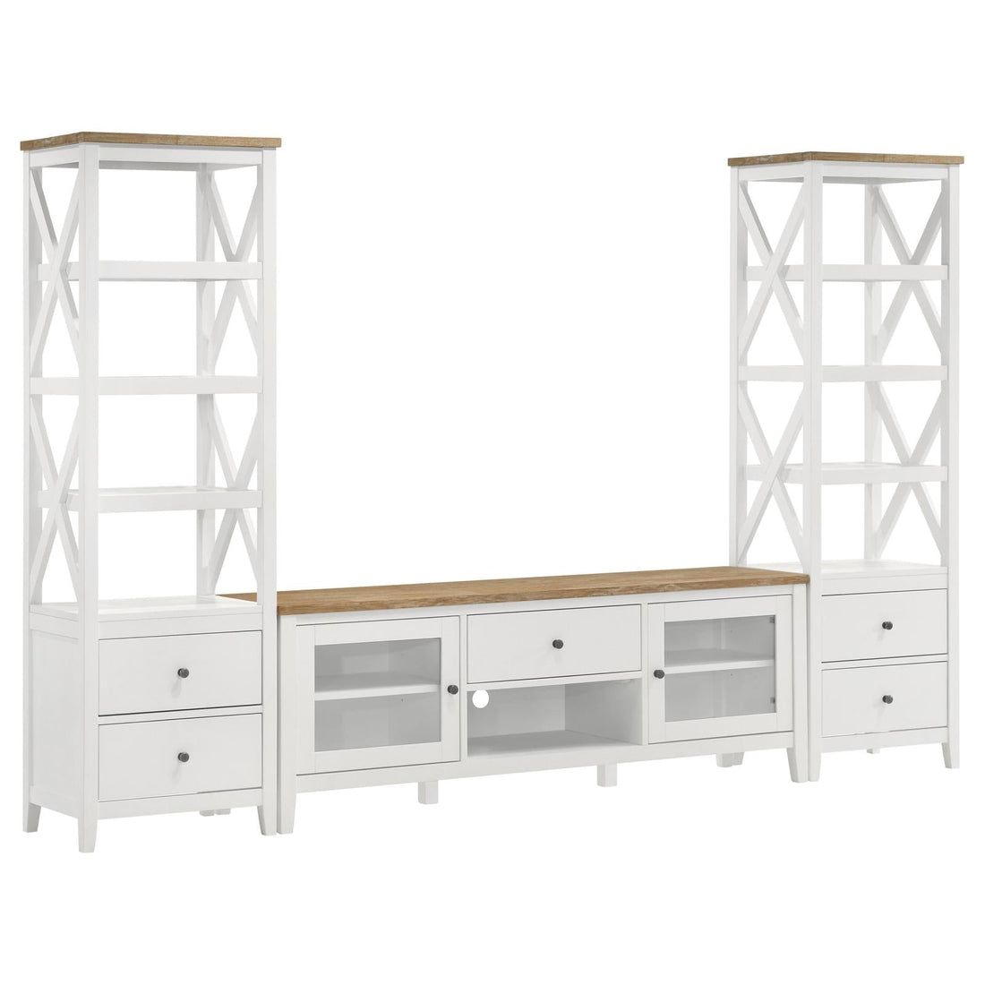 Angela 3-piece Entertainment Center With 67" TV Stand Brown and White - 708253-SET - Bien Home Furniture &amp; Electronics