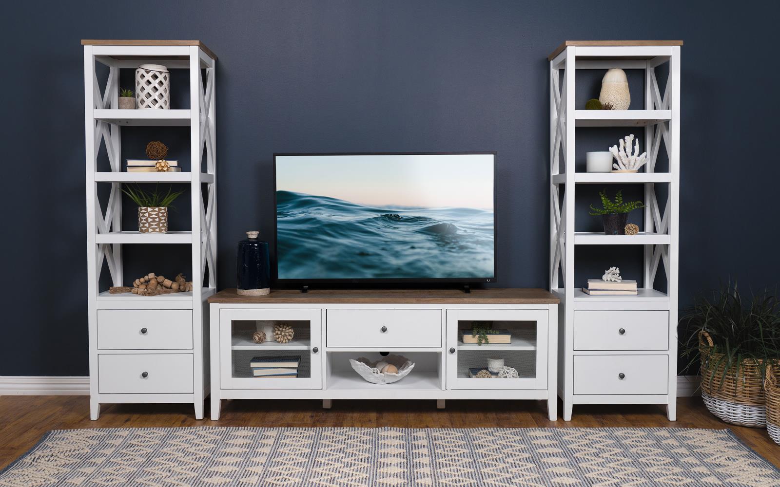 Angela 3-piece Entertainment Center With 67" TV Stand Brown and White - 708253-SET - Bien Home Furniture &amp; Electronics