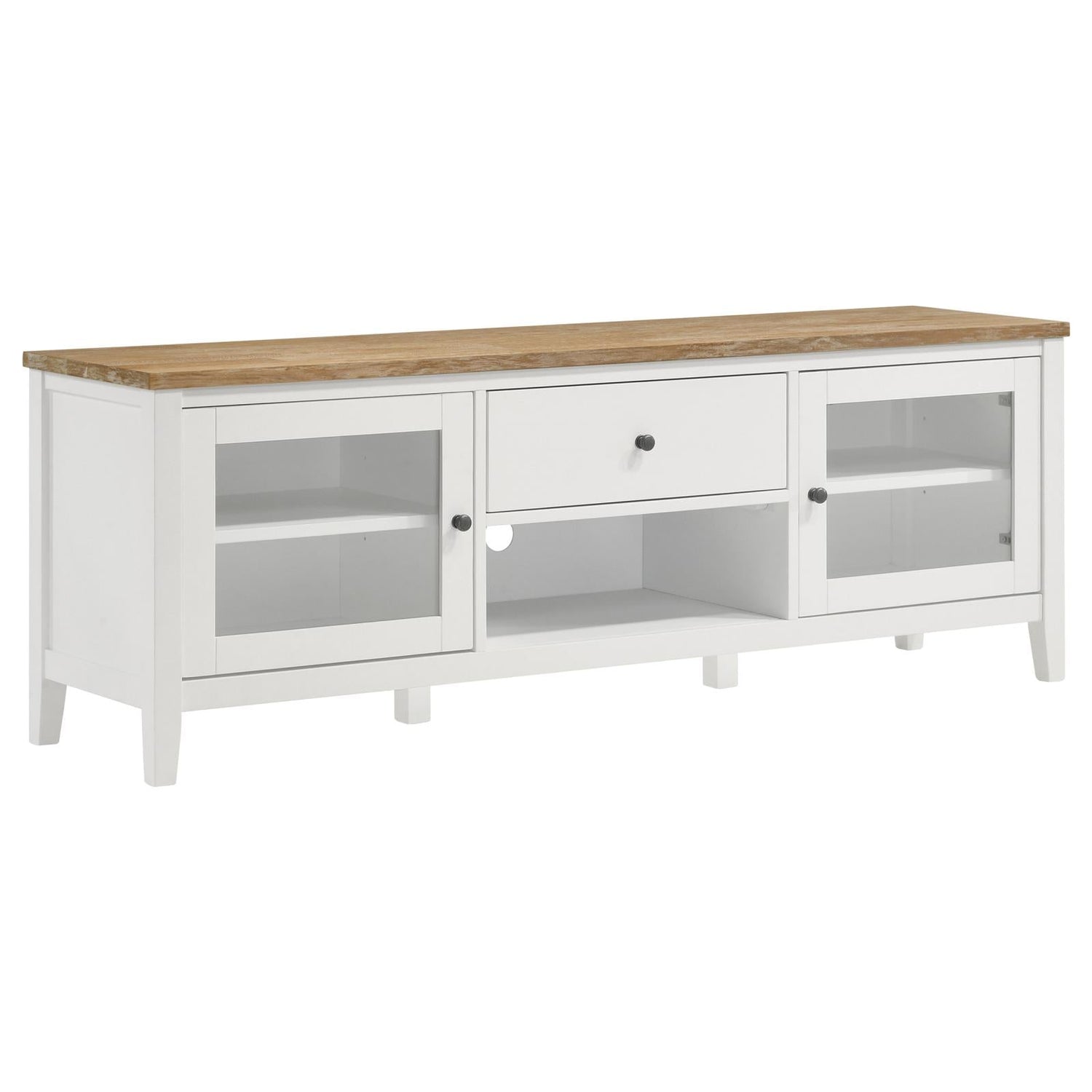 Angela 3-piece Entertainment Center With 67" TV Stand Brown and White - 708253-SET - Bien Home Furniture &amp; Electronics