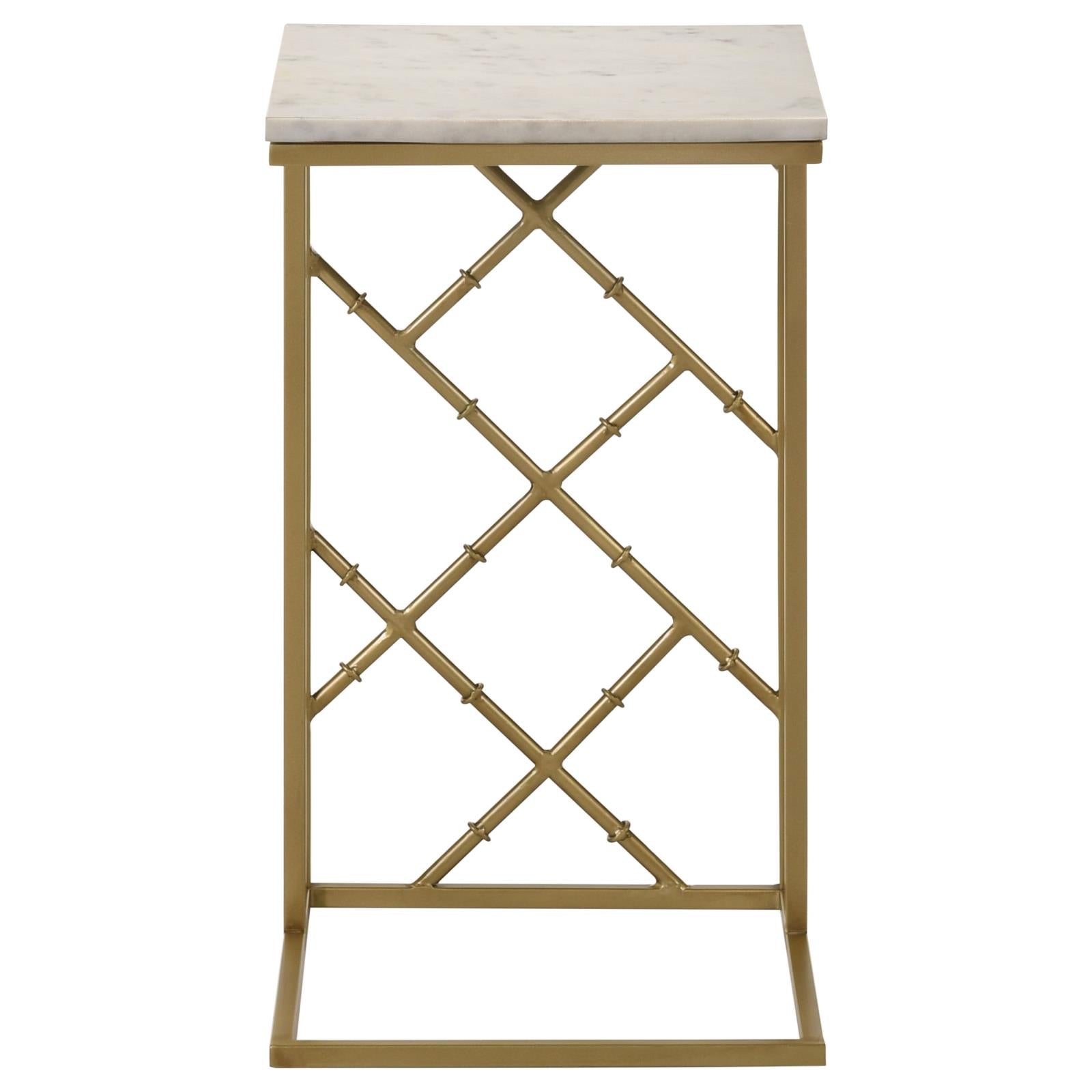 Angeliki White Accent Table with Marble Top - 936024 - Bien Home Furniture &amp; Electronics