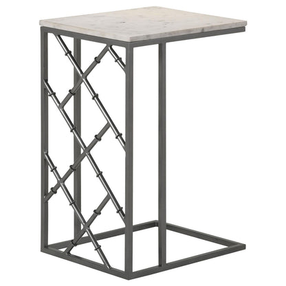 Angeliki White Accent Table with Marble Top - 936025 - Bien Home Furniture &amp; Electronics