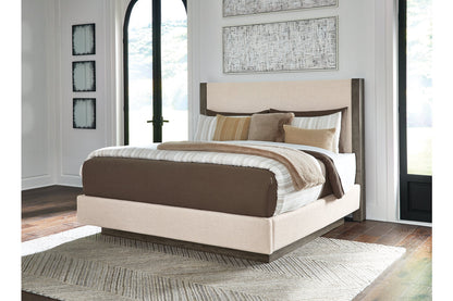 Anibecca Weathered Gray King Upholstered Bed - SET | B970-56 | B970-58 - Bien Home Furniture &amp; Electronics