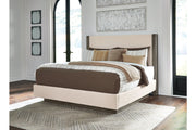 Anibecca Weathered Gray Queen Upholstered Panel Bed - SET | B970-54 | B970-57 - Bien Home Furniture & Electronics