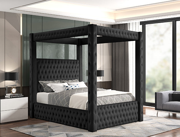 Annabelle Kg/Qn Rail+ L.Canopy Blk - 5114BK-KQ-RAIL - Bien Home Furniture &amp; Electronics
