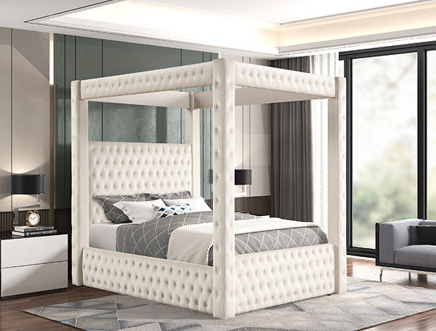 Annabelle Qn Hb+Fb+Canopy+Slat Iv - 5114IV-Q-HBFB - Bien Home Furniture &amp; Electronics