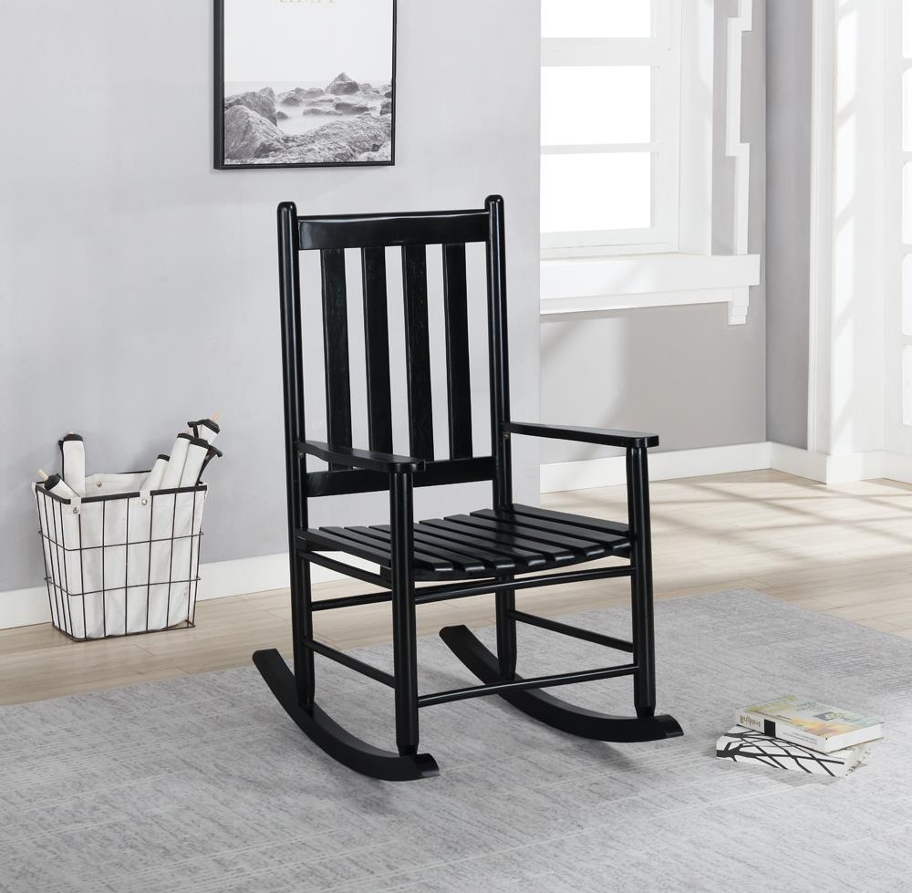 Annie Black Slat Back Wooden Rocking Chair - 609456 - Bien Home Furniture &amp; Electronics