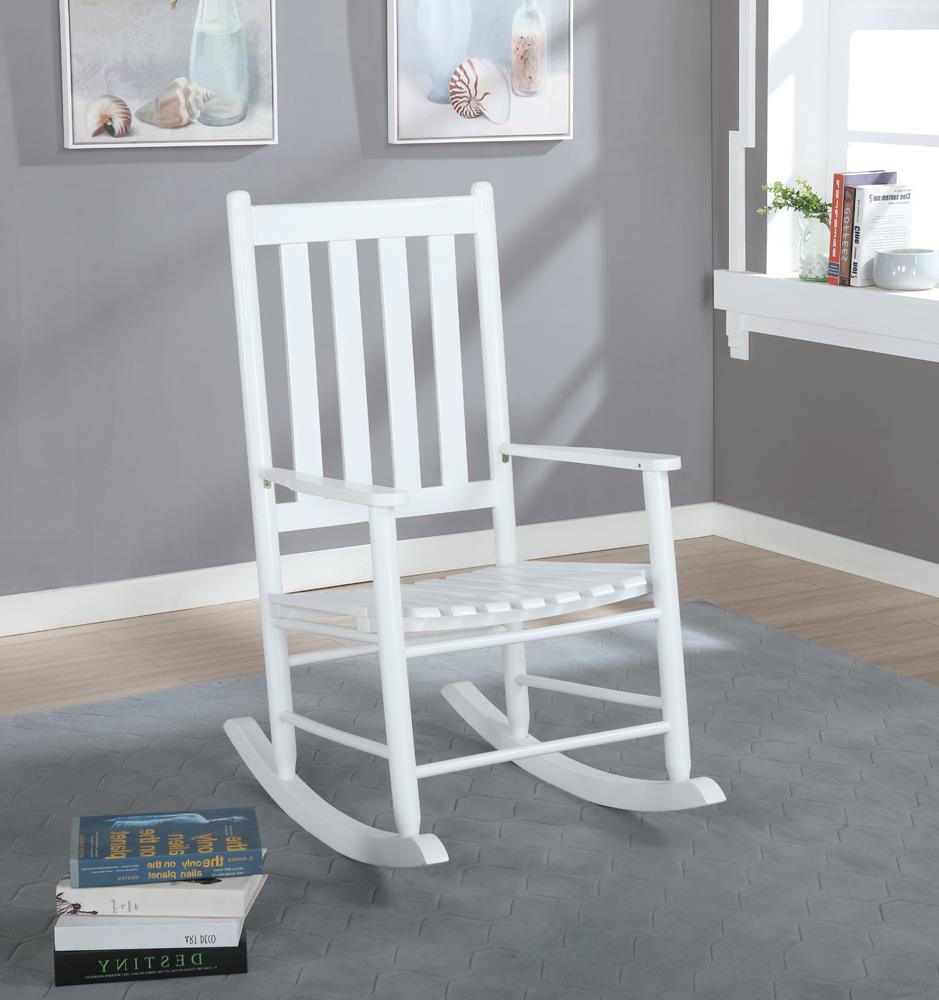 Annie White Slat Back Wooden Rocking Chair - 609455 - Bien Home Furniture &amp; Electronics