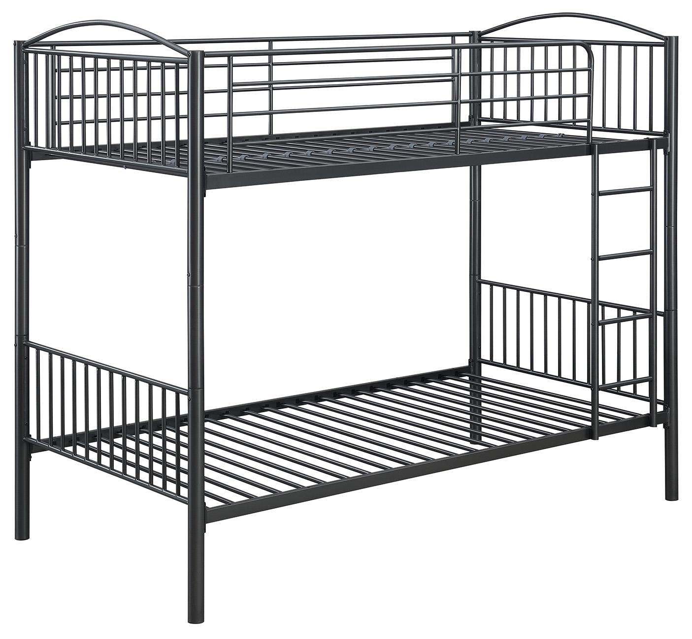 Anson Gunmetal Twin over Twin Bunk Bed with Ladder - 400739T - Bien Home Furniture &amp; Electronics