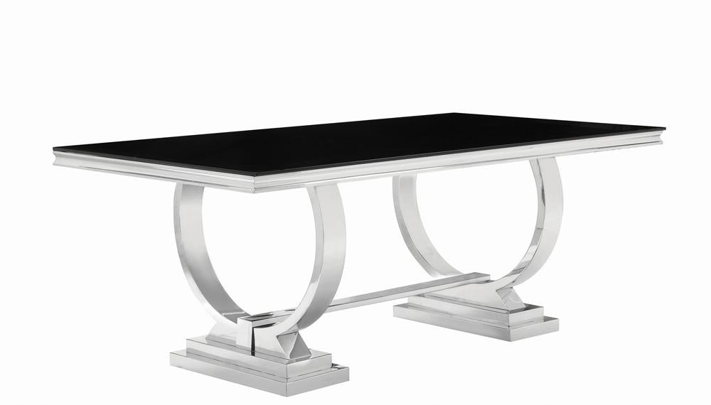 Antoine Chrome/Black Rectangular Dining Table - 107871 - Bien Home Furniture &amp; Electronics