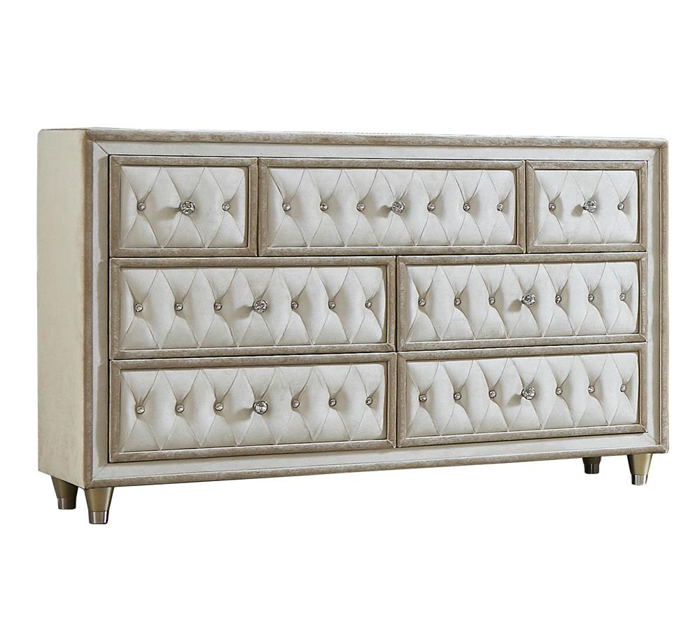 Antonella Ivory/Camel 7-Drawer Upholstered Dresser - 223523 - Bien Home Furniture &amp; Electronics