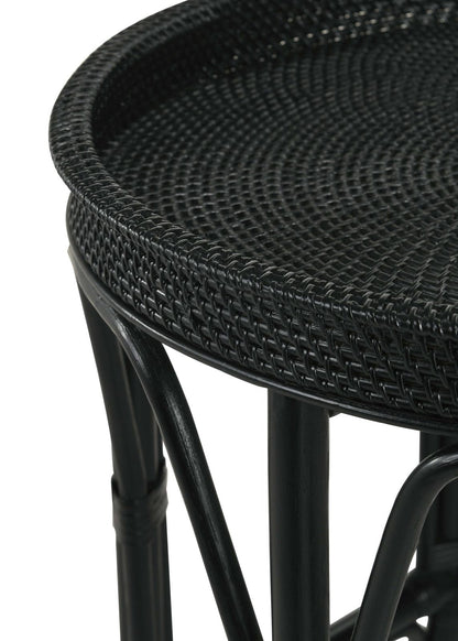 Antonio Black Round Rattan Tray Top Accent Table - 936069 - Bien Home Furniture &amp; Electronics