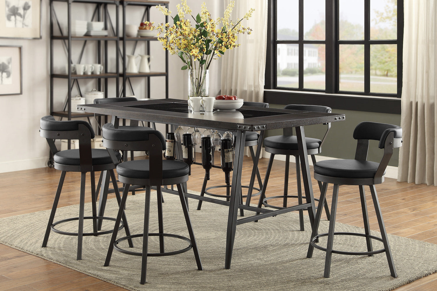 Appert Black/Dark Gray Swivel Counter Chair, Set of 2 - 5566-24BK3A - Bien Home Furniture &amp; Electronics