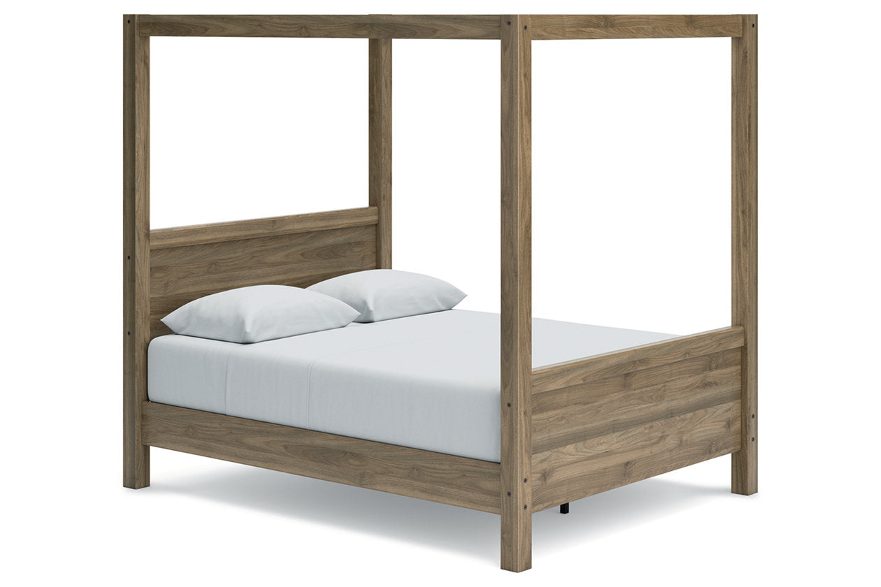 Aprilyn Honey Queen Canopy Bed - SET | EB1187-161 | EB1187-171 | EB1187-198 - Bien Home Furniture &amp; Electronics
