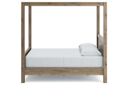 Aprilyn Honey Queen Canopy Bed - SET | EB1187-161 | EB1187-171 | EB1187-198 - Bien Home Furniture &amp; Electronics