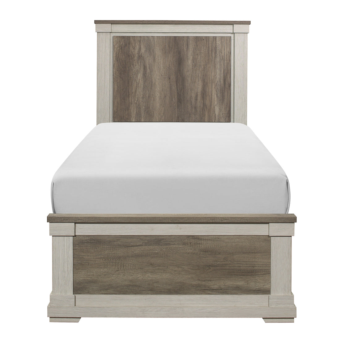 Arcadia White/Weathered Gray Twin Bed - 1677T-1* - Bien Home Furniture &amp; Electronics