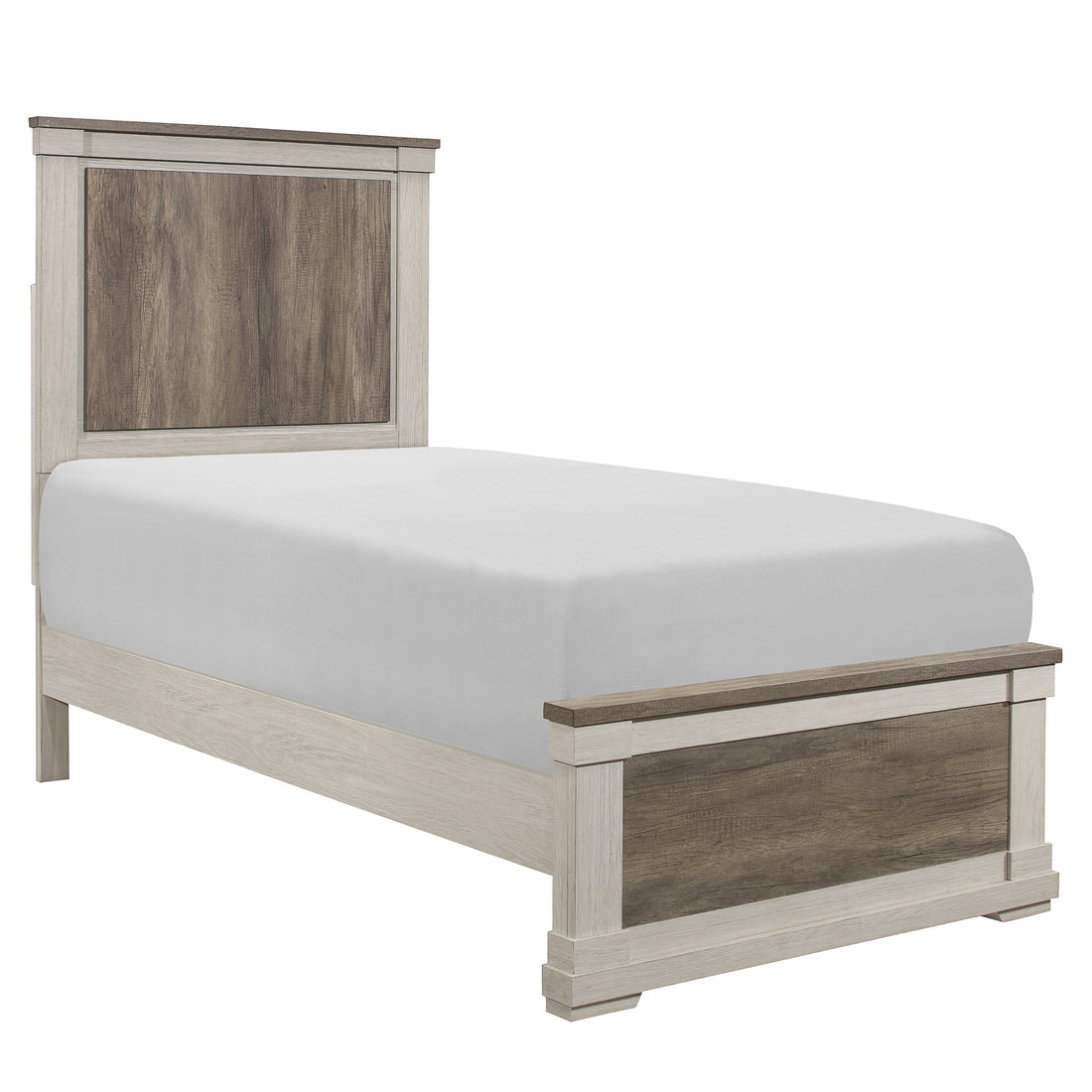 Arcadia White/Weathered Gray Twin Bed - 1677T-1* - Bien Home Furniture &amp; Electronics