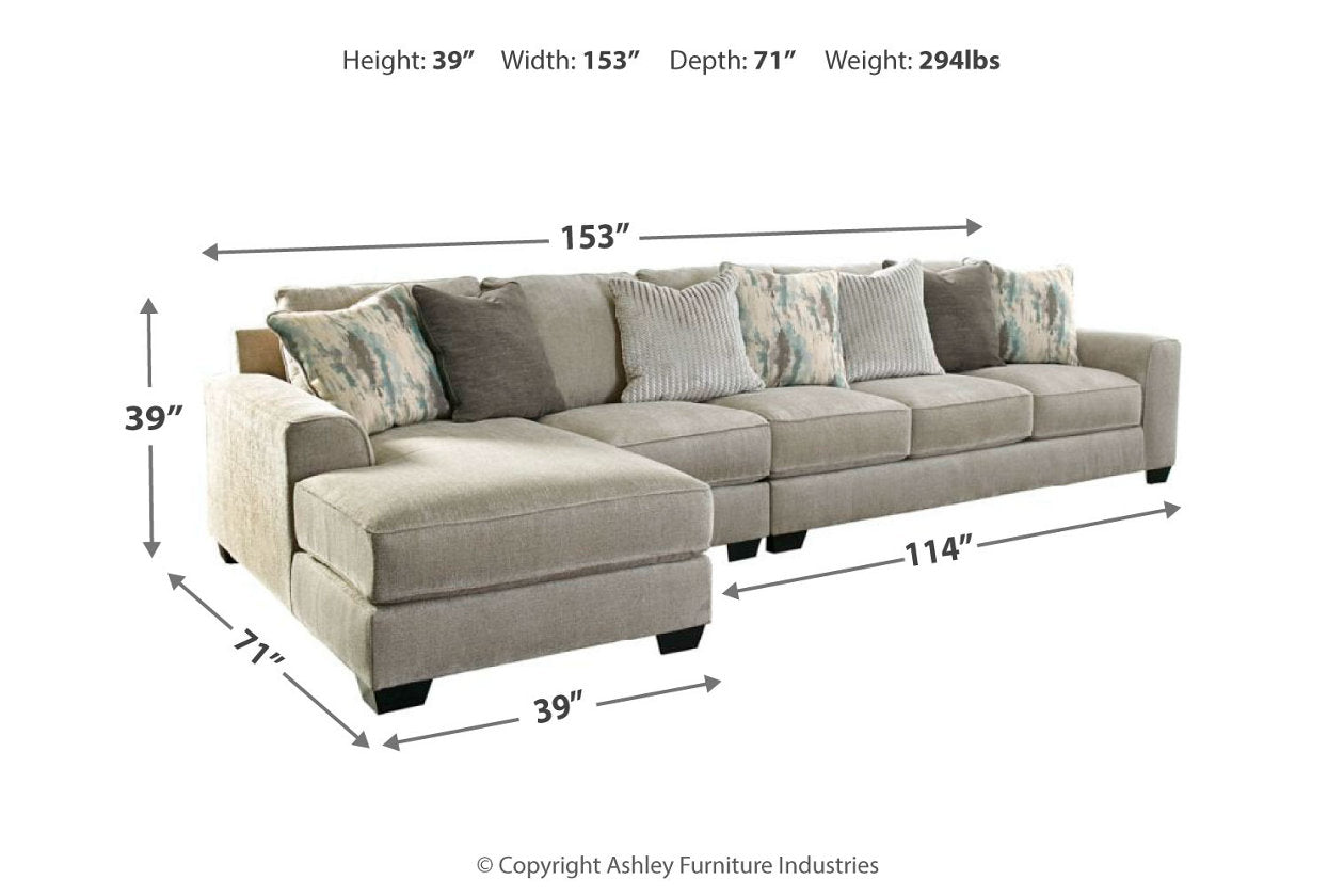 Ardsley Pewter 3-Piece Large LAF Sofa Chaise - SET | 3950416 | 3950467 | 3950446 | 3950408 - Bien Home Furniture &amp; Electronics