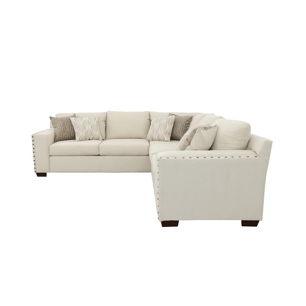 Aria L-Shaped Sectional with Nailhead Oatmeal - 508610 - Bien Home Furniture &amp; Electronics
