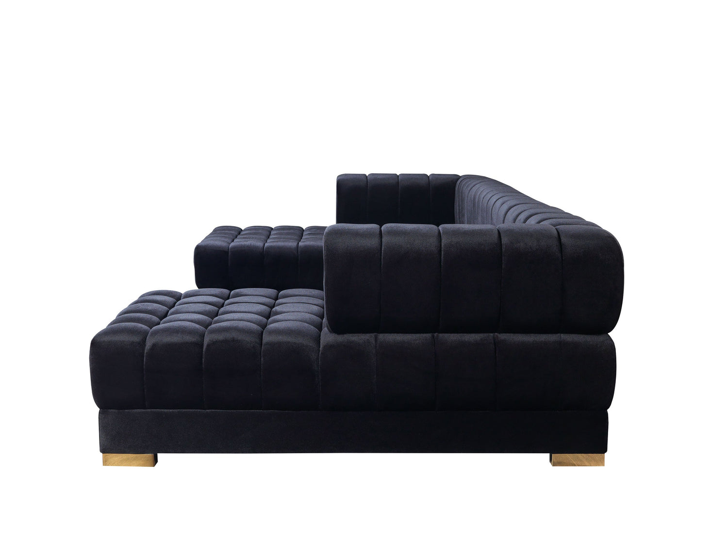 Ariana Black Velvet Double Chaise Sectional - ARIANABLACK-SEC - Bien Home Furniture &amp; Electronics