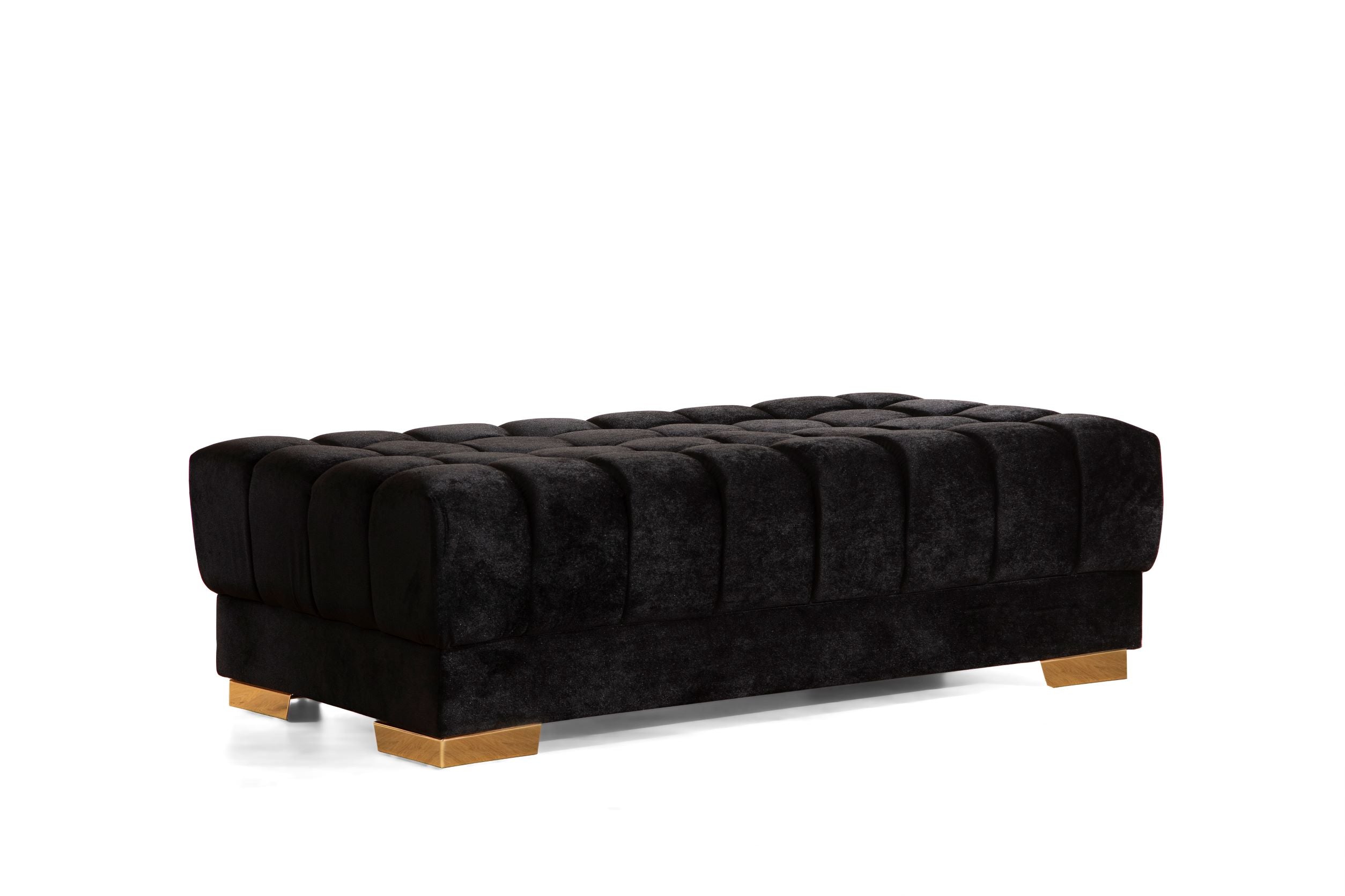 Ariana Black Velvet Ottoman - ARIANABLACK-OTT - Bien Home Furniture &amp; Electronics