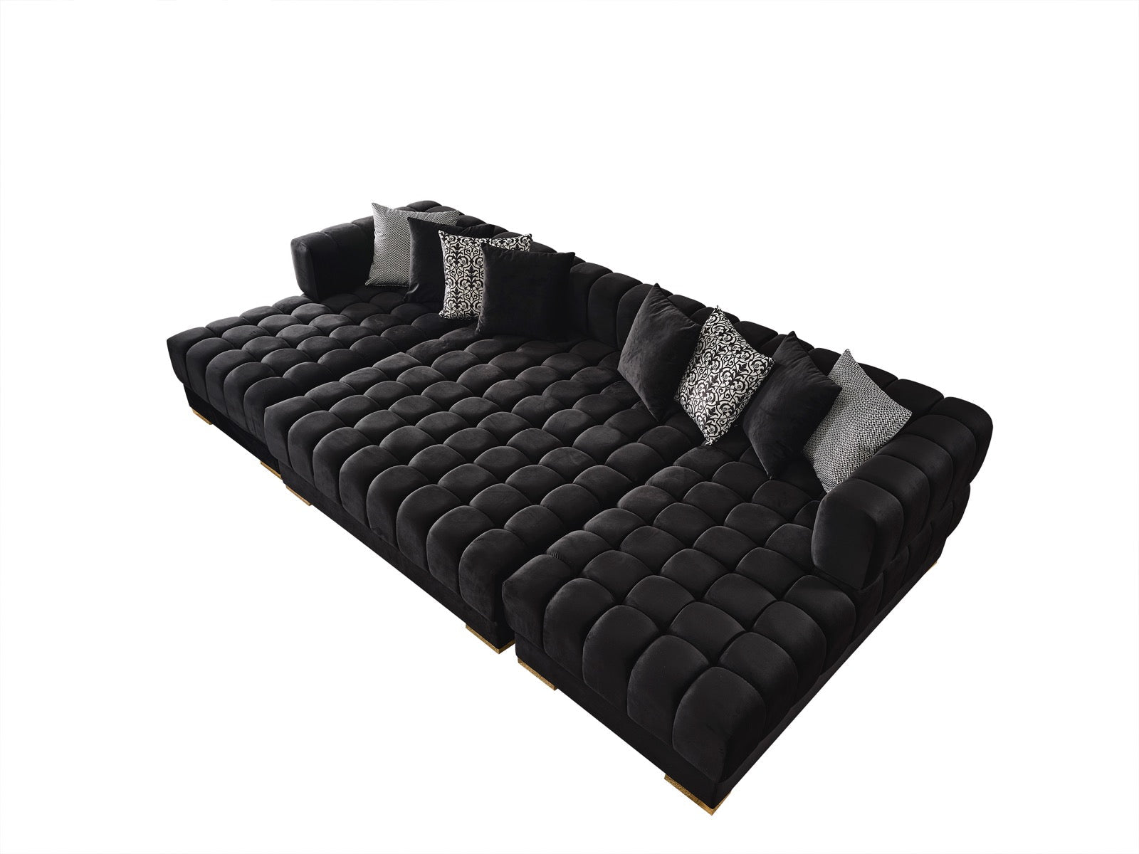 Ariana Black Velvet Ottoman - ARIANABLACK-OTT - Bien Home Furniture &amp; Electronics