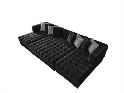 Ariana Black Velvet Ottoman - ARIANABLACK-OTT - Bien Home Furniture &amp; Electronics