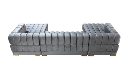 Ariana Gray Velvet Double Chaise Sectional - ARIANAGRAY-SEC - Bien Home Furniture &amp; Electronics