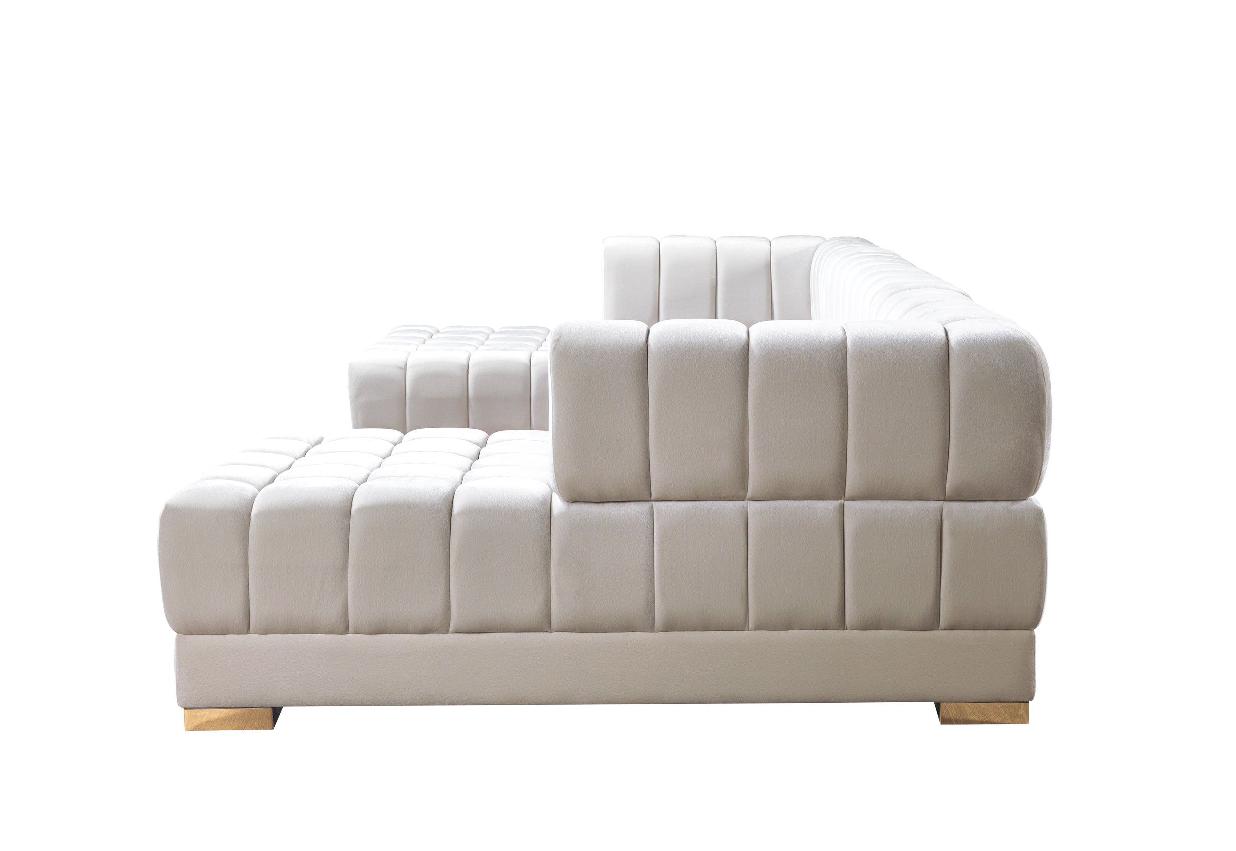 Ariana Ivory Velvet Double Chaise Sectional - ARIANAIVORY-SEC - Bien Home Furniture &amp; Electronics