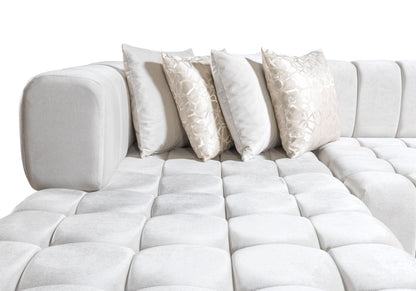 Ariana Ivory Velvet Double Chaise Sectional - ARIANAIVORY-SEC - Bien Home Furniture &amp; Electronics