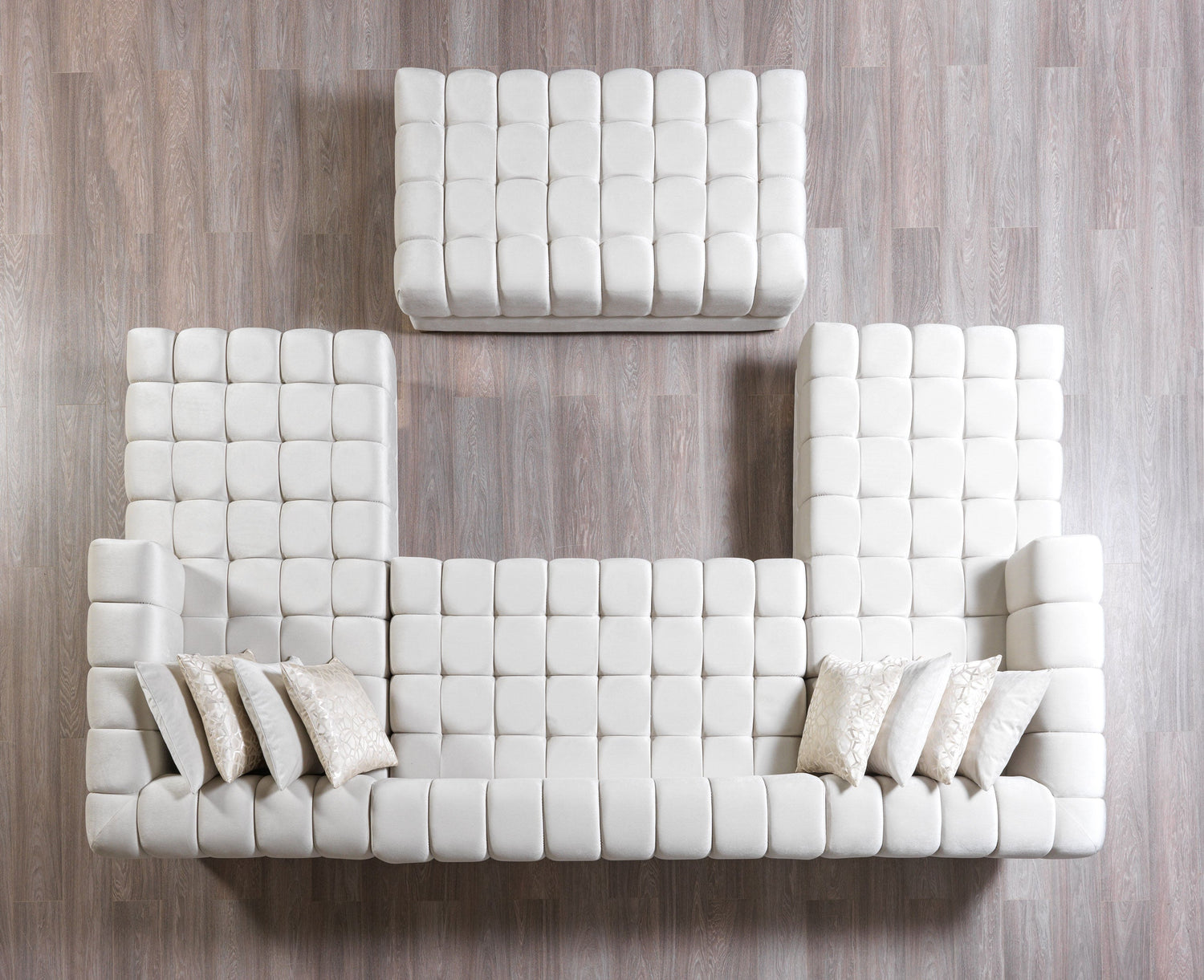 Ariana Ivory Velvet Double Chaise Sectional - ARIANAIVORY-SEC - Bien Home Furniture &amp; Electronics