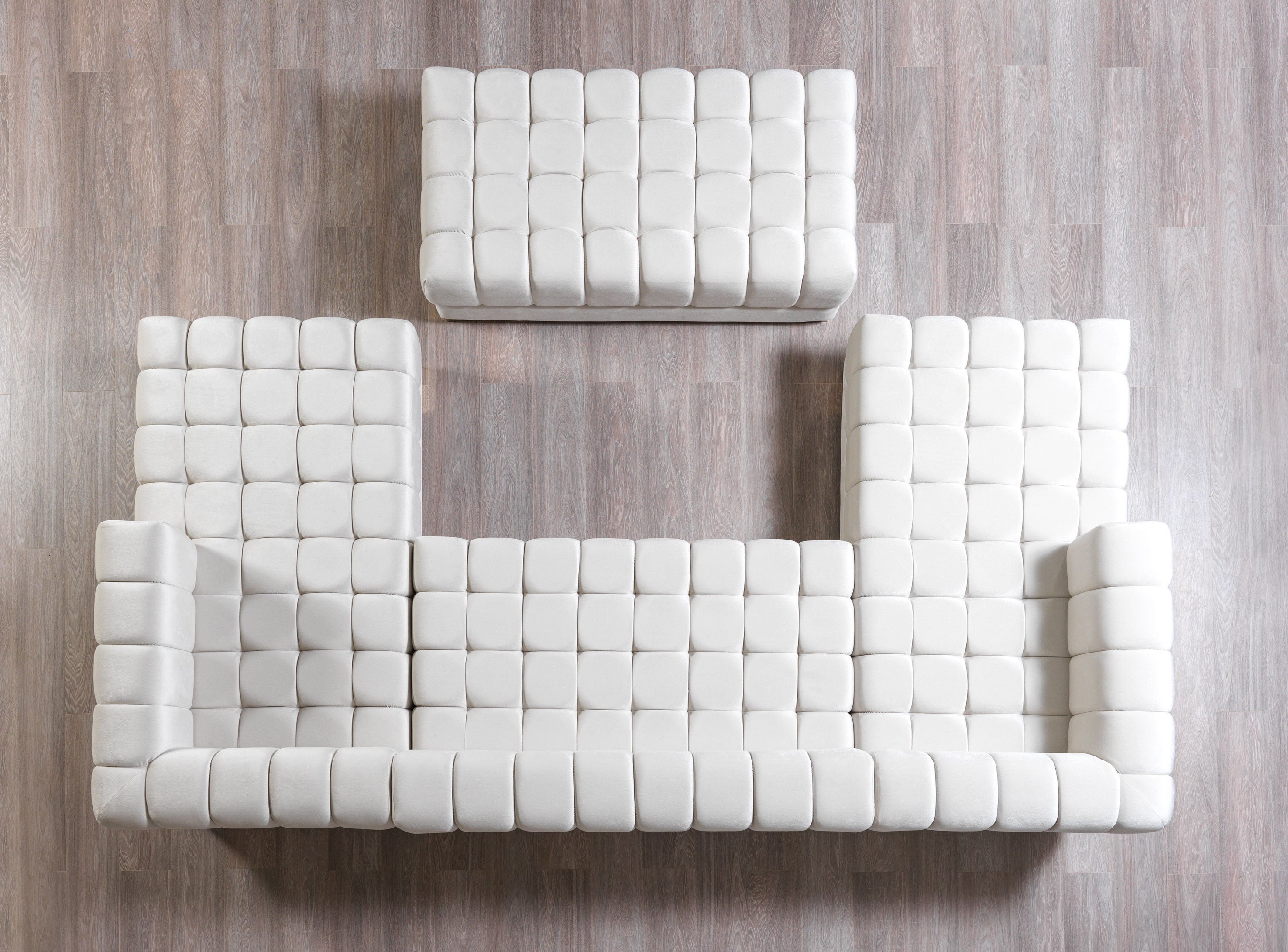 Ariana Ivory Velvet Double Chaise Sectional - ARIANAIVORY-SEC - Bien Home Furniture &amp; Electronics